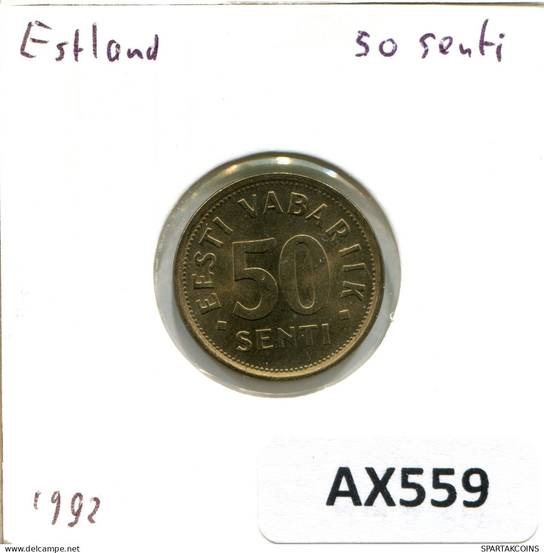50 SENTI 1992 ESTLAND ESTONIA Münze #AX559.D - Estonia