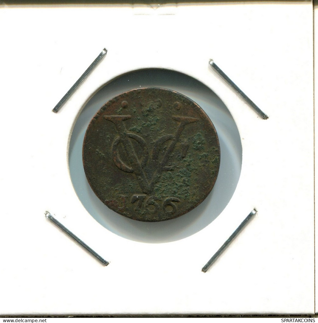 1766 HOLLAND VOC DUIT NIEDERLANDE OSTINDIEN NY COLONIAL PENNY #VOC2744.7.D - Indes Néerlandaises