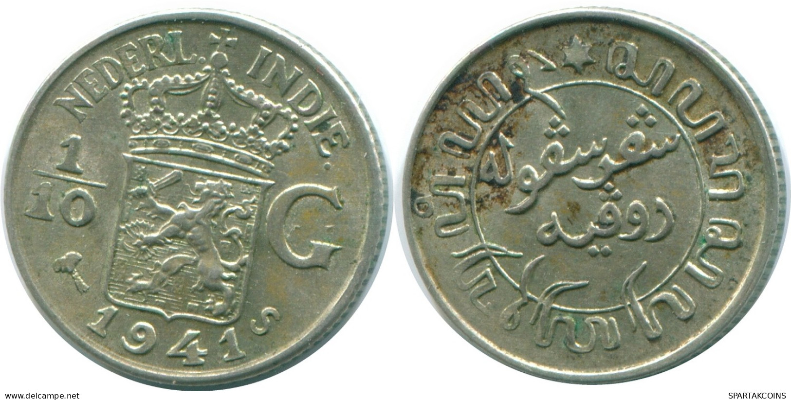 1/10 GULDEN 1941 S NIEDERLANDE OSTINDIEN SILBER Koloniale Münze #NL13661.3.D - Indes Néerlandaises