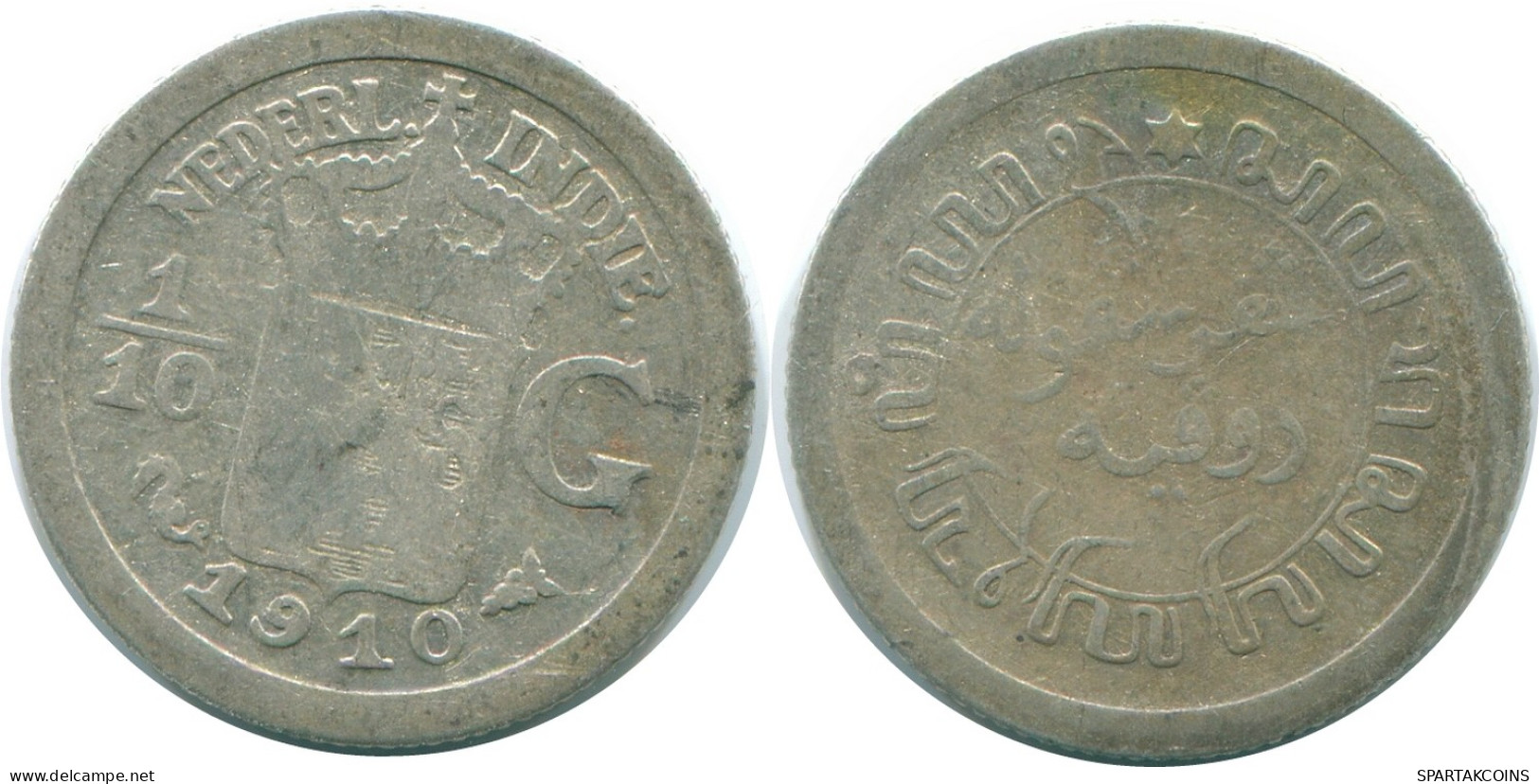 1/10 GULDEN 1910 NIEDERLANDE OSTINDIEN SILBER Koloniale Münze #NL13245.3.D - Niederländisch-Indien