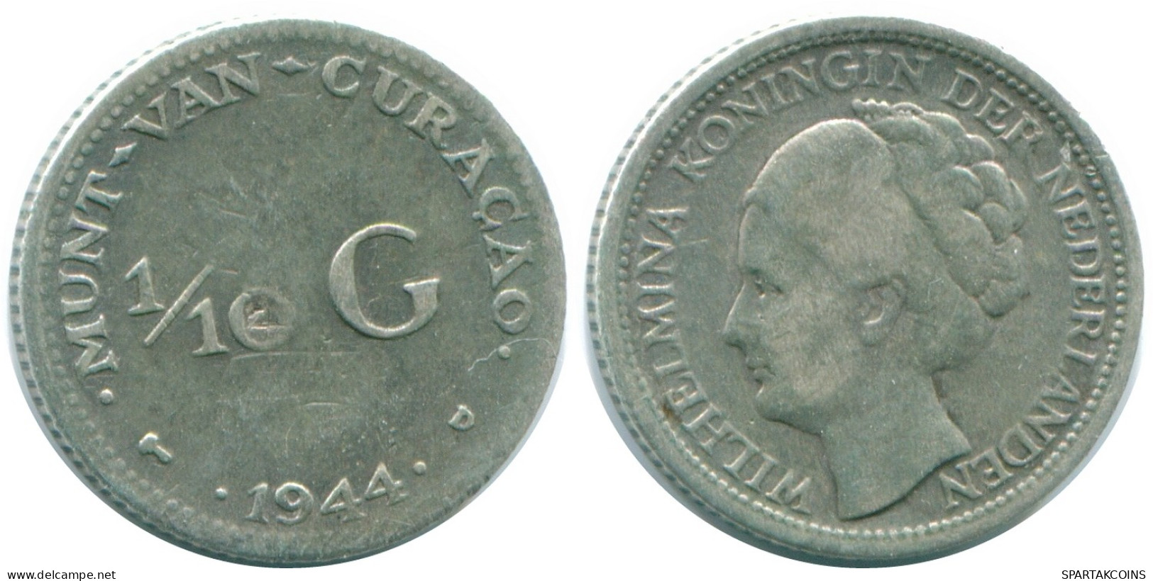 1/10 GULDEN 1944 CURACAO NIEDERLANDE SILBER Koloniale Münze #NL11749.3.D - Curaçao