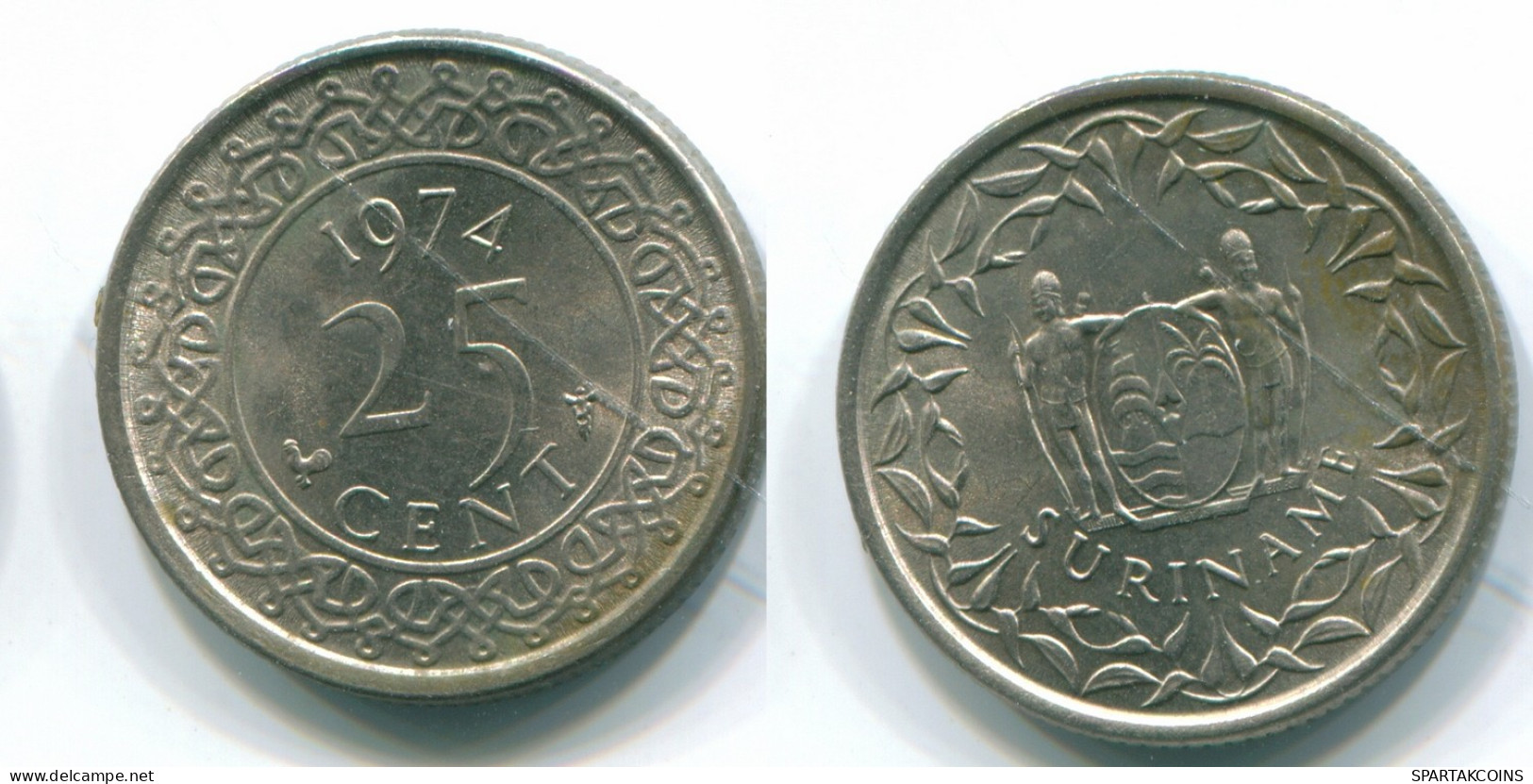 25 CENTS 1974 SURINAME Netherlands Nickel Colonial Coin #S11233.U - Surinam 1975 - ...