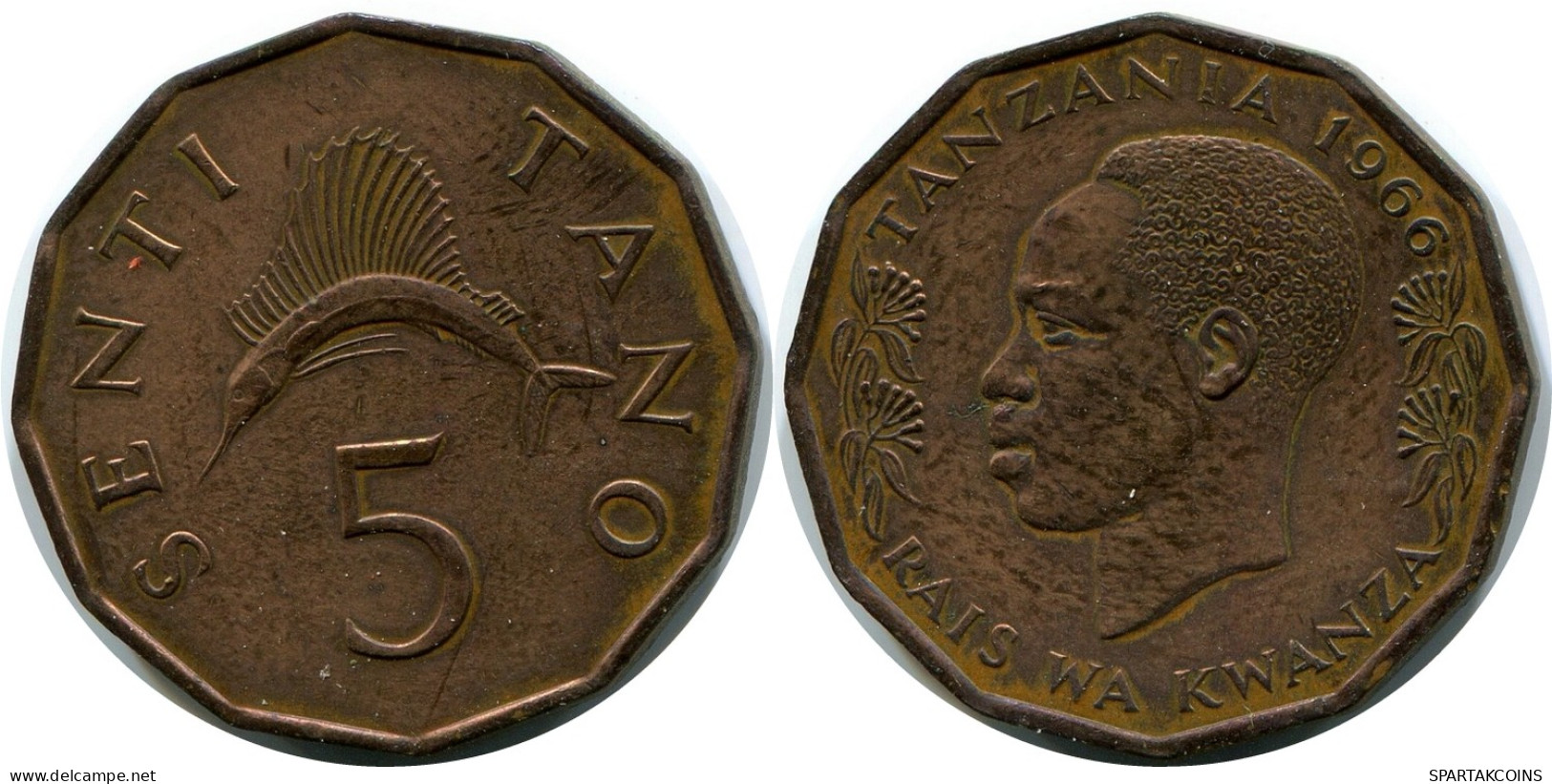 5 SENTI 1966 TANZANIA Coin #AR205.U - Tanzania