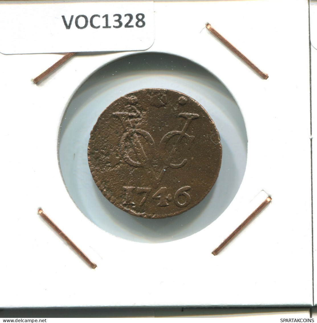 1746 UTRECHT VOC Duit NETHERLANDS INDIES NEW YORK COLONIAL PENNY #VOC1328.12.U - Indes Néerlandaises