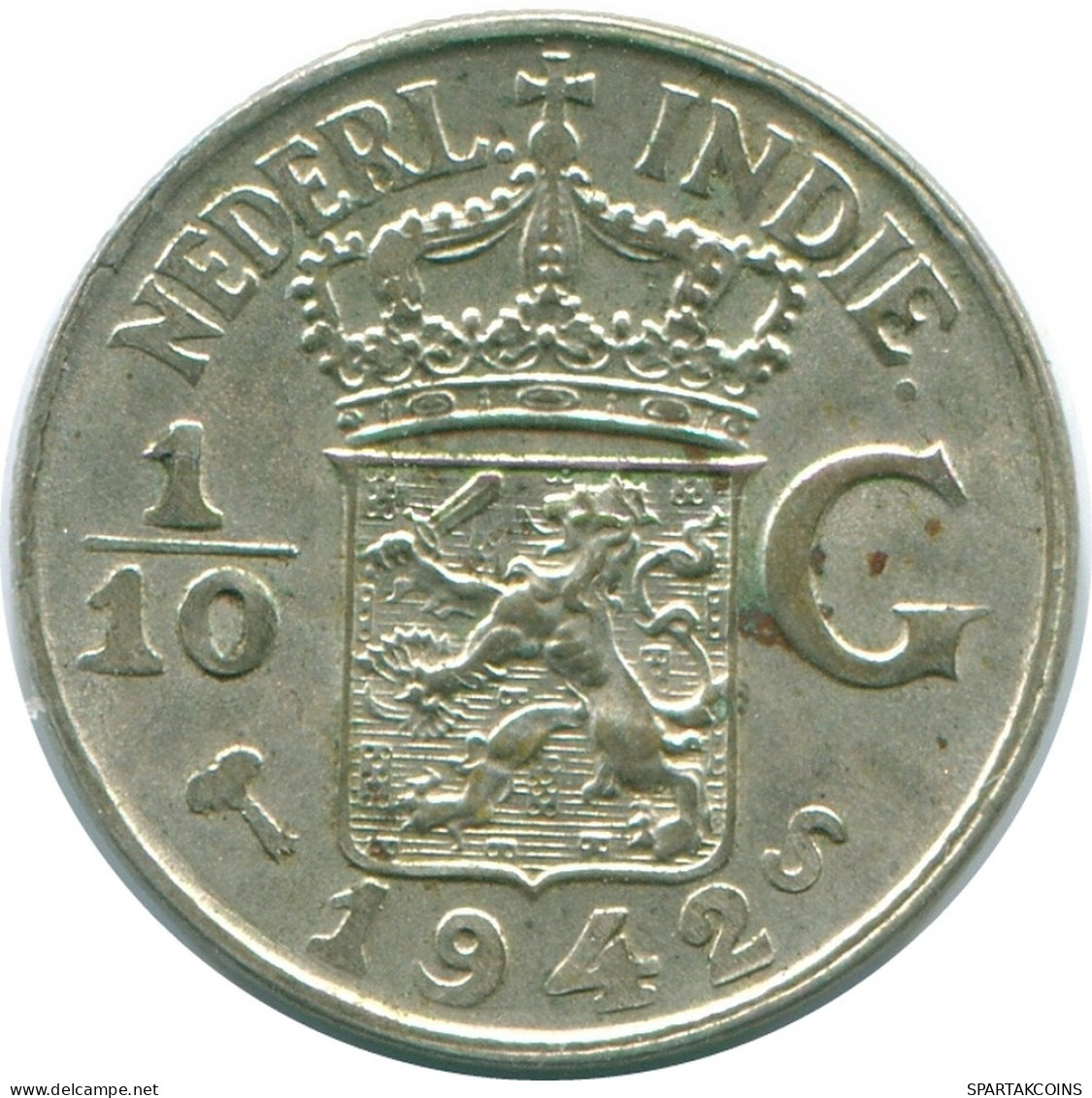 1/10 GULDEN 1942 NIEDERLANDE OSTINDIEN SILBER Koloniale Münze #NL13958.3.D - Indes Néerlandaises