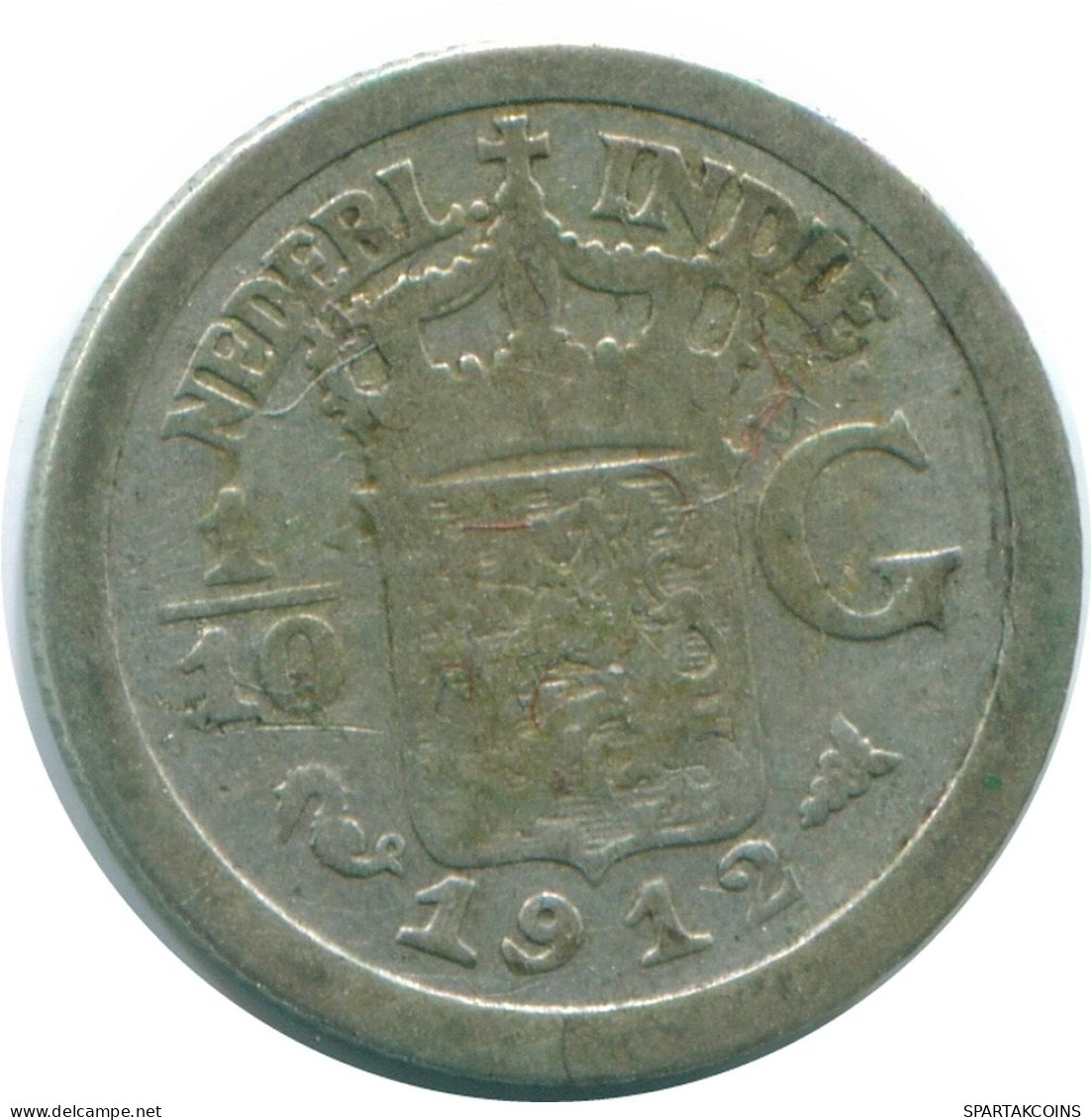 1/10 GULDEN 1912 NIEDERLANDE OSTINDIEN SILBER Koloniale Münze #NL13275.3.D - Niederländisch-Indien