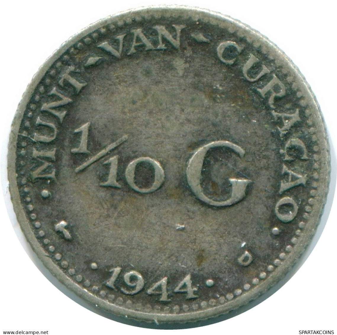 1/10 GULDEN 1944 CURACAO NIEDERLANDE SILBER Koloniale Münze #NL11779.3.D - Curacao