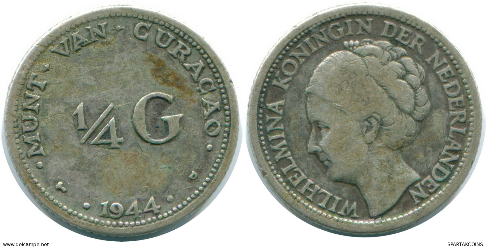 1/4 GULDEN 1944 CURACAO NIEDERLANDE SILBER Koloniale Münze #NL10688.4.D - Curaçao