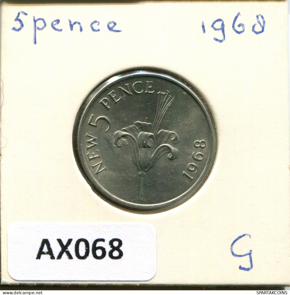 5 PENCE 1968 GUERNSEY Münze #AX068.D - Guernesey