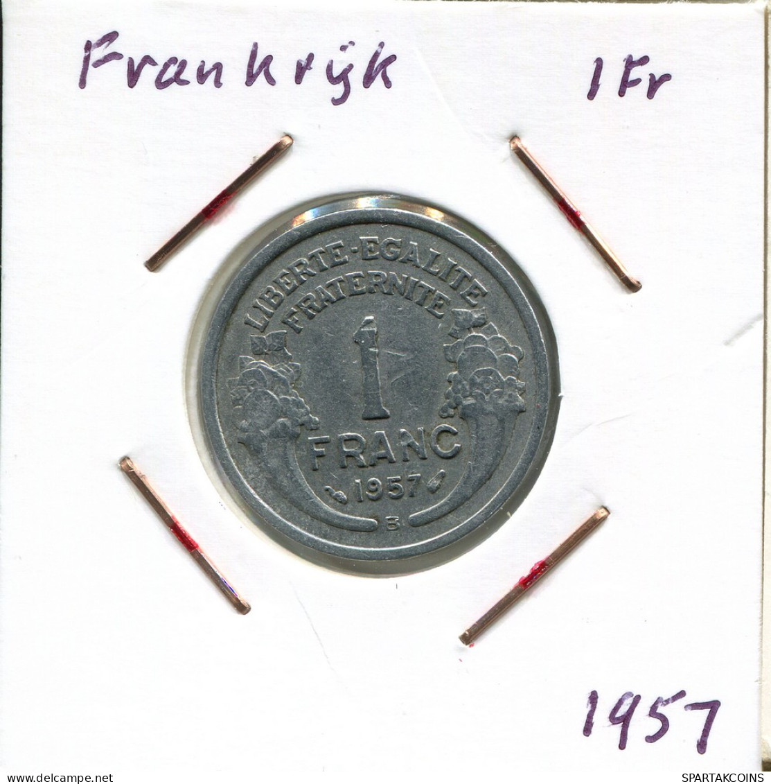 1 FRANC 1957 B FRANKREICH FRANCE Französisch Münze #AM554.D - 1 Franc