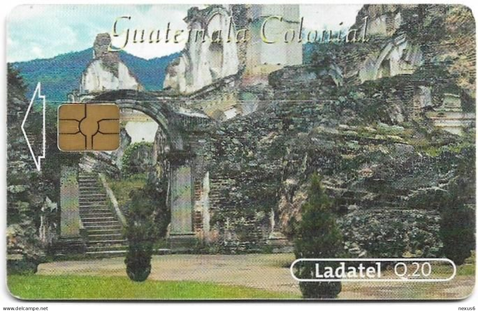 Guatemala - Telgua Ladatel - Guatemala Colonial 1, Gem5 Black, 2002, 20Q, Used - Guatemala