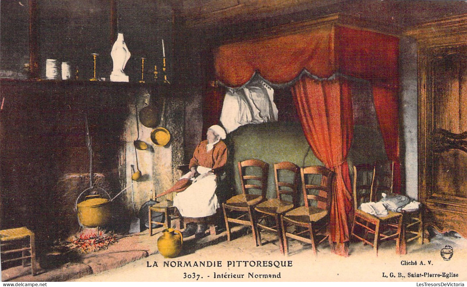 FOLKLORE - La Normandie Pittoresque - Intérieur Normand - Carte Postale Ancienne - Vestuarios