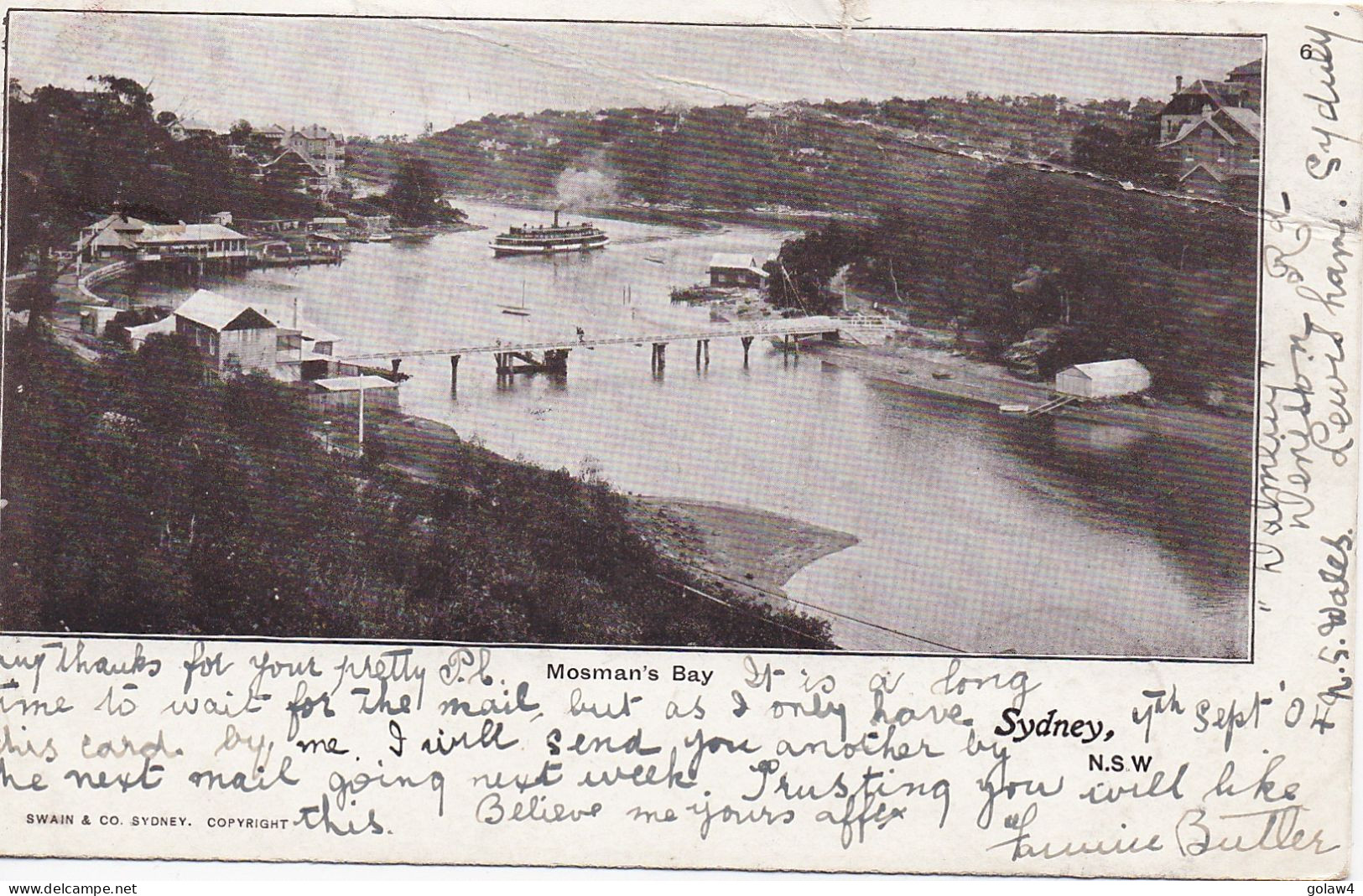 32199# AUSTRALIE NSW NEW SOUTH WALES CARTE POSTALE SYDNEY 1904 MOSMAN ' S BAY BRUXELLES Belgique - Cartas & Documentos