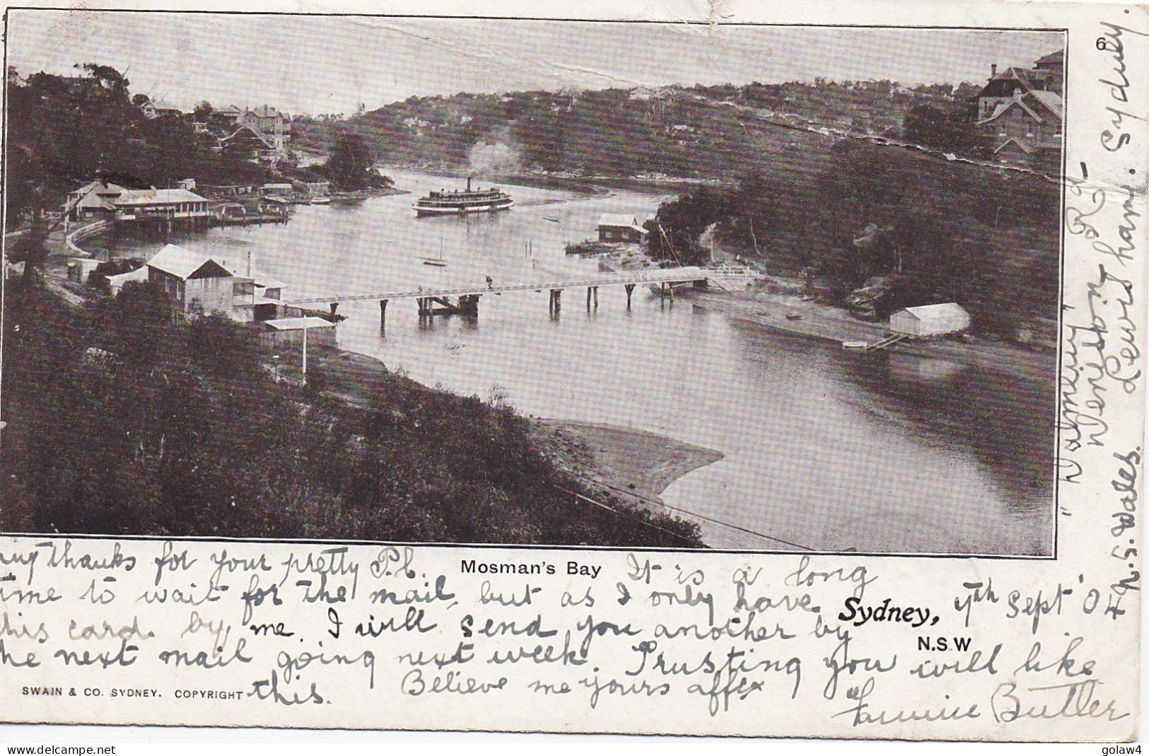 32199# AUSTRALIE NSW NEW SOUTH WALES CARTE POSTALE SYDNEY 1904 MOSMAN ' S BAY BRUXELLES Belgique - Briefe U. Dokumente