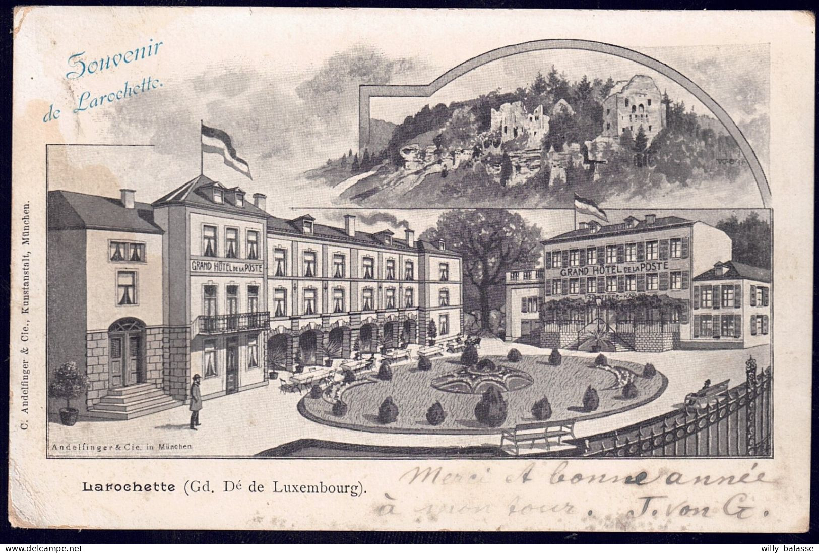 +++ CPA - Luxembourg - Souvenir De LAROCHETTE - Grand Hôtel De La Poste   // - Fels