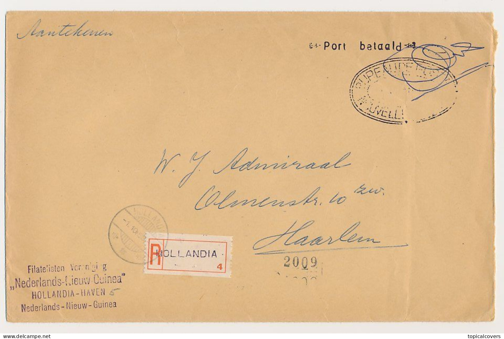 Registered Cover Hollandia Netherlands New Guinea 1958 - NNG - Port Betaald - Nouvelle Guinée Néerlandaise