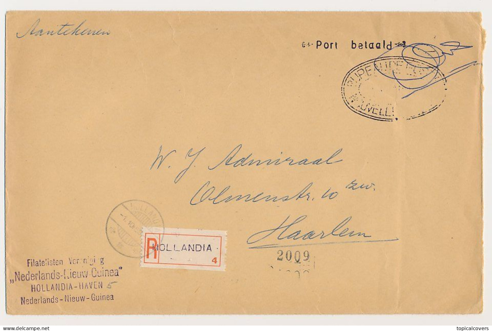 Registered Cover Hollandia Netherlands New Guinea 1958 - NNG - Port Betaald - Nueva Guinea Holandesa