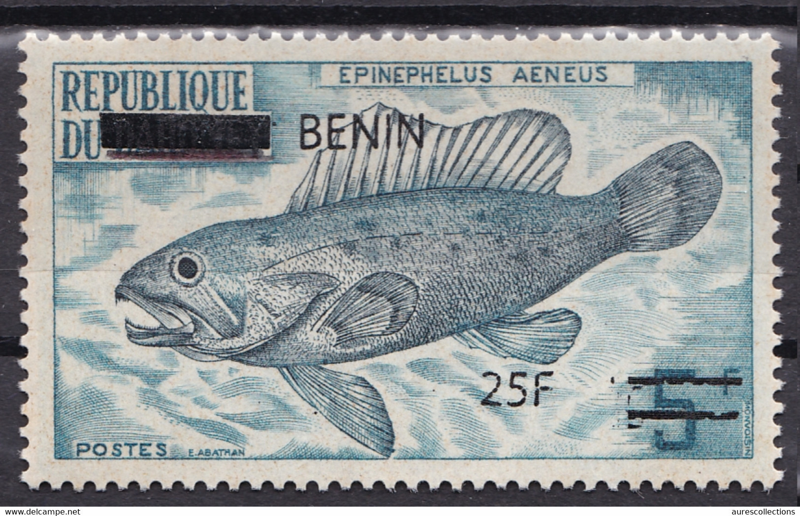 BENIN 2008 2009 MICHEL 1473 25F /5F Val 220€ FISHES FISH POISSONS EPINEPHELUS AENEUS OVERPRINTED OVERPRINT SURCHARGE MNH - Bénin – Dahomey (1960-...)