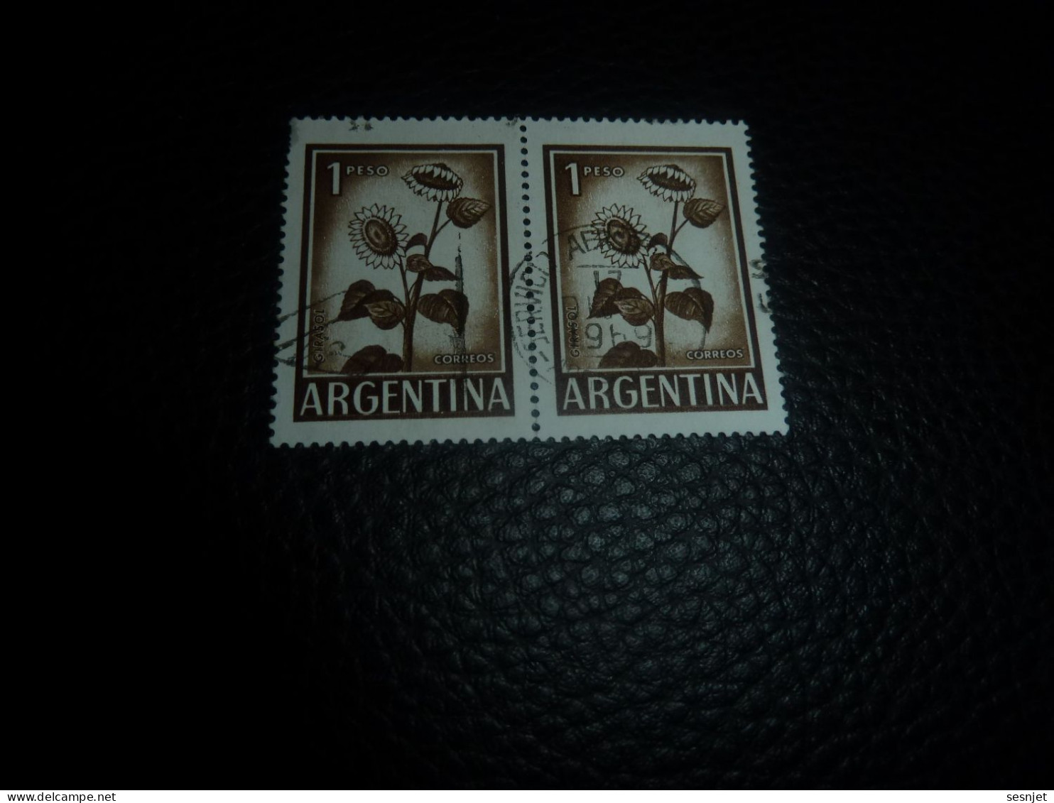 Argentina - Tournesol - Girasol - 1 Peso - Yt 604 A - Brun - Double Oblitérés - Année 1960 - - Oblitérés