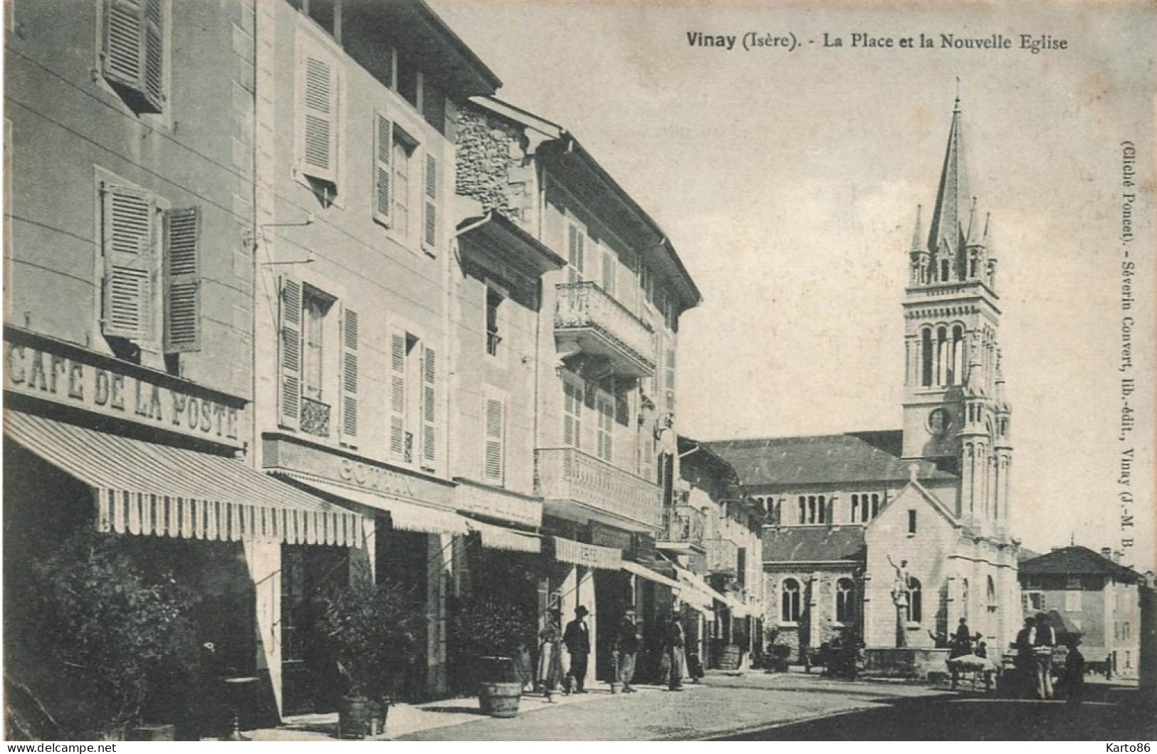 Vinay * La Place Du Village Et La Nouvelle église * Café De La Poste * Commerce Magasin COTTIN - Vinay