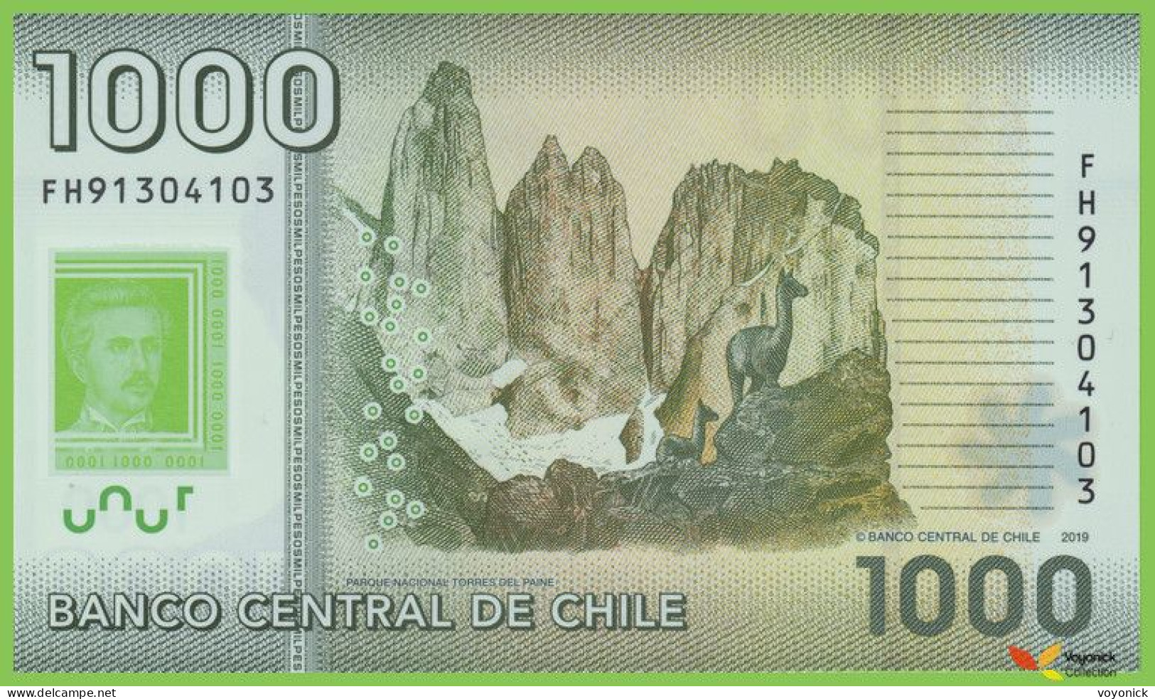 Voyo CHILE 1000 Pesos 2019 P161i B296j FH UNC Polymer - Chile