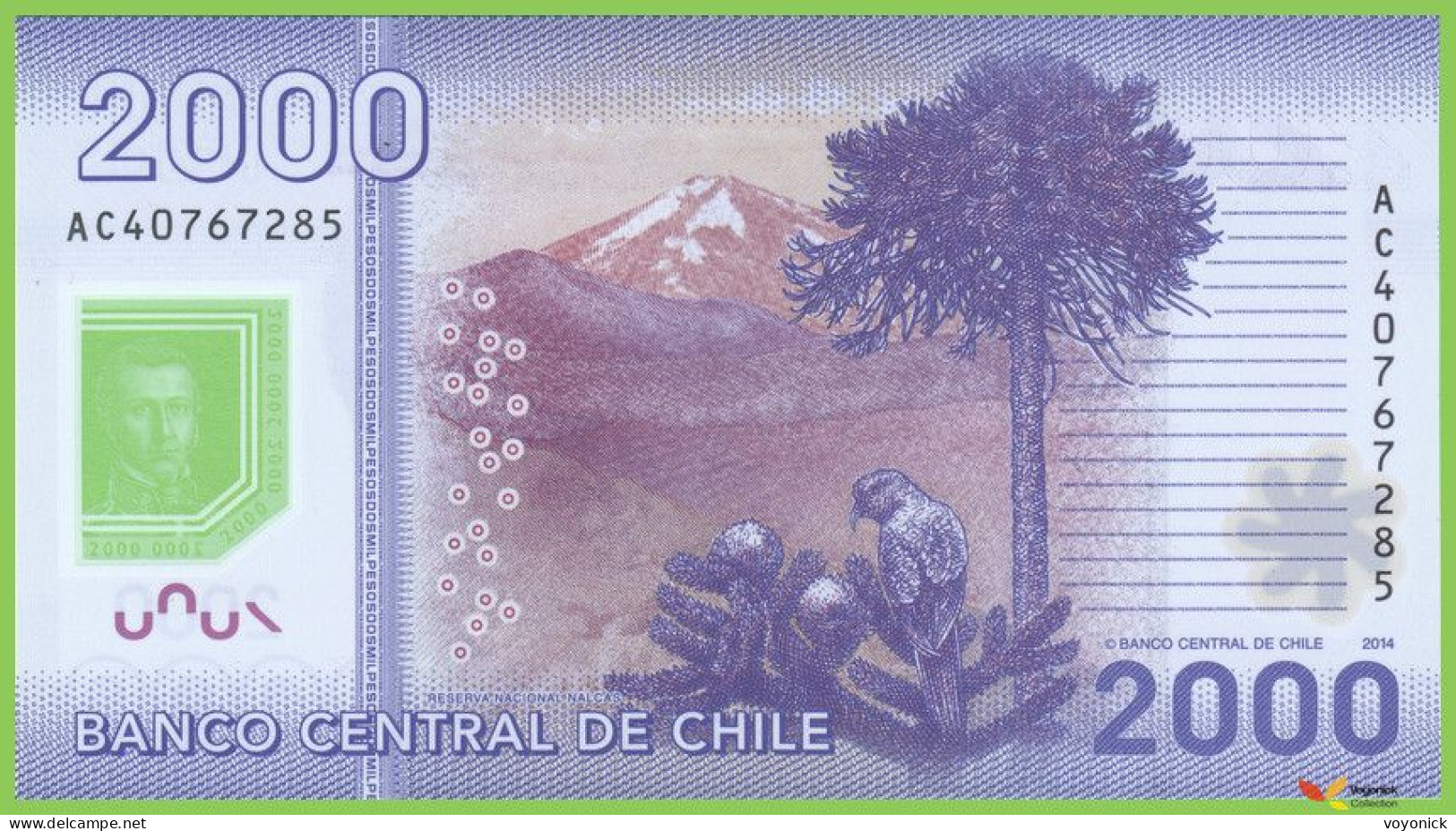 Voyo CHILE 2000 Pesos 2014 P162d B297d AC UNC  Polymer - Chili