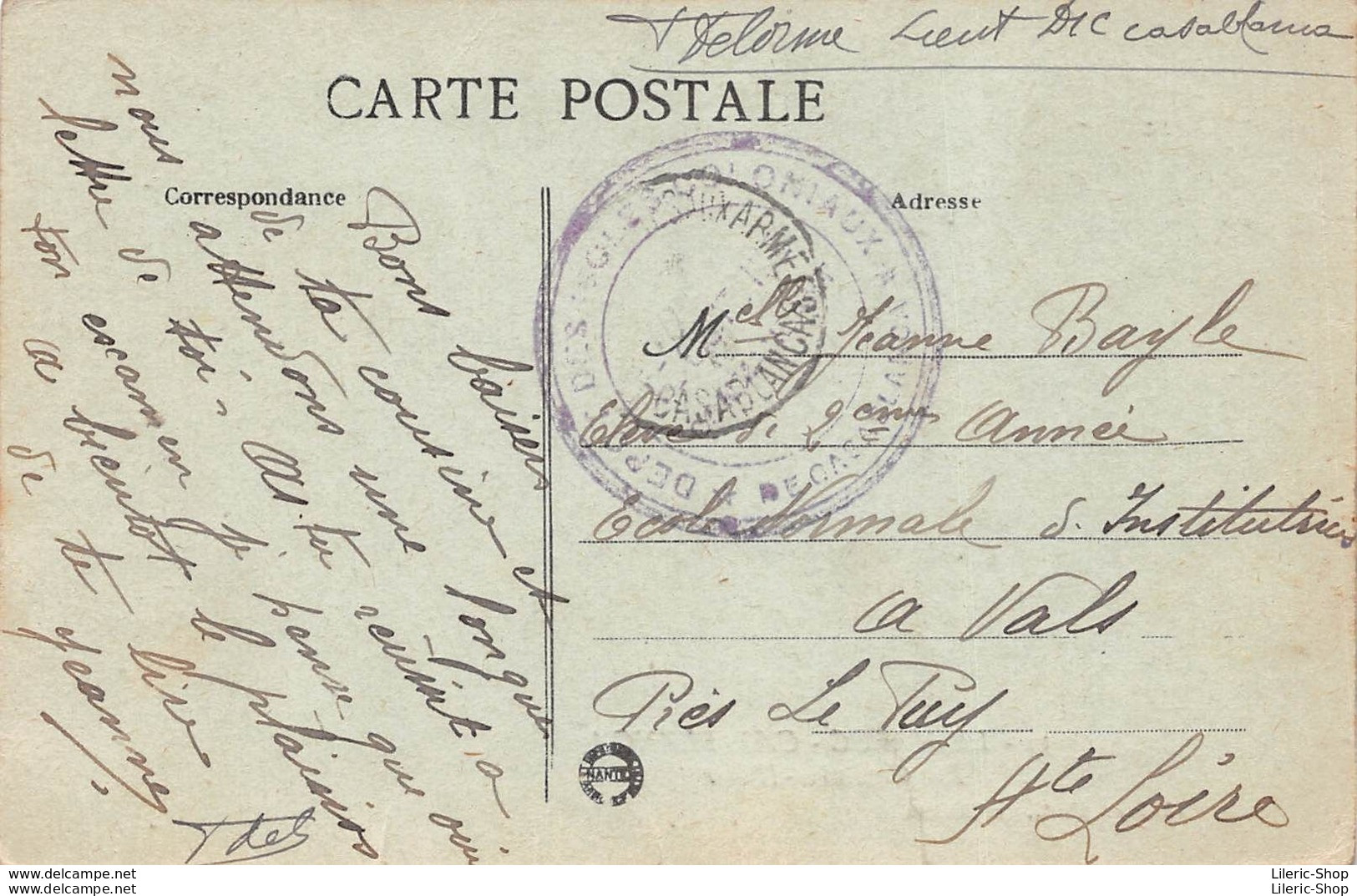 Maroc, CASABLANCA, Rue Du Capitaine-ILHER - Charcuterie Du GRAND SOCCO - Cachet Militaire - MAILLET, Phot. Casablanca - Casablanca