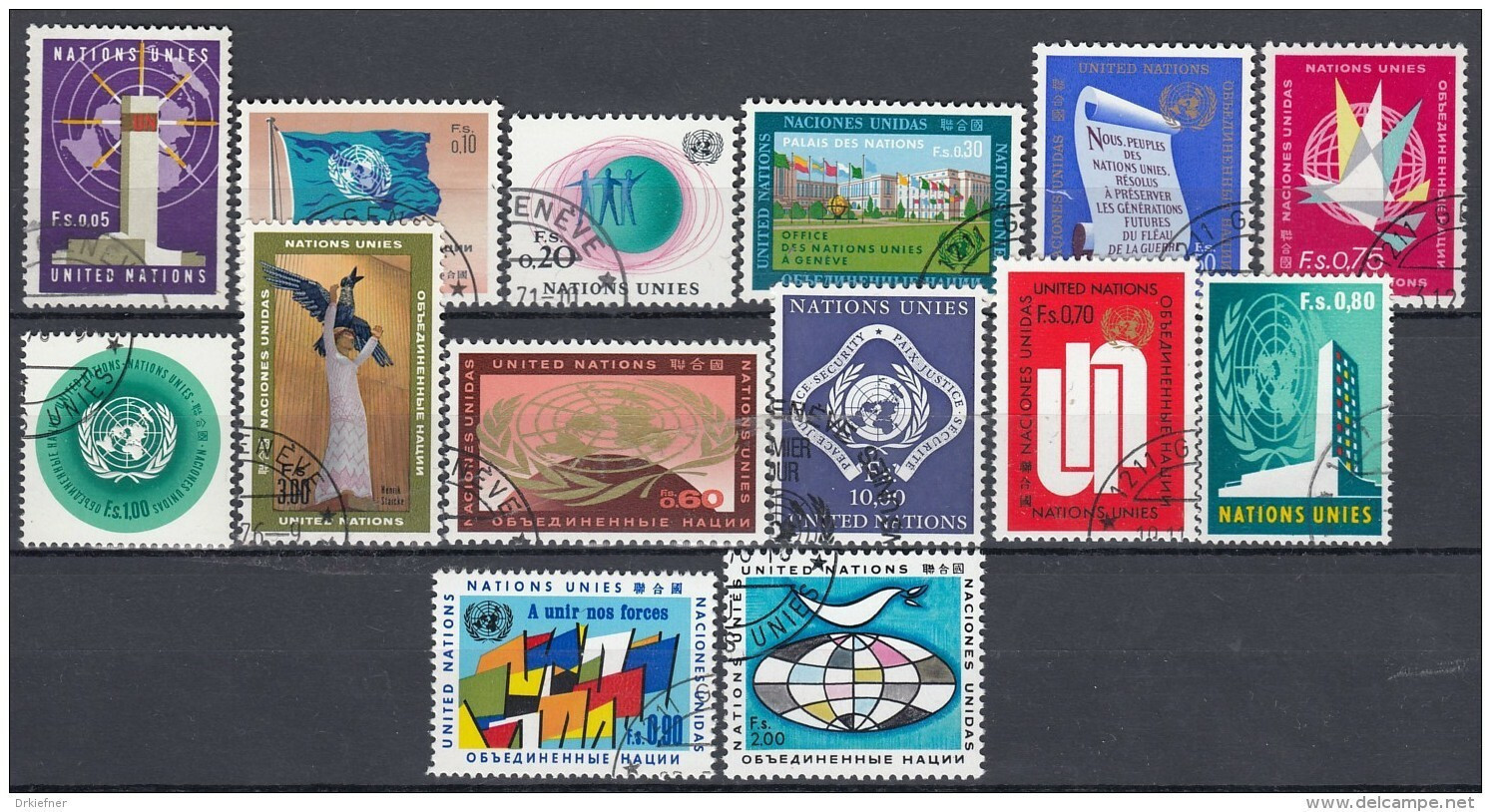 UNO GENF  Jahrgang 1969-1970, Gestempelt, Komplett 1-14 - Used Stamps