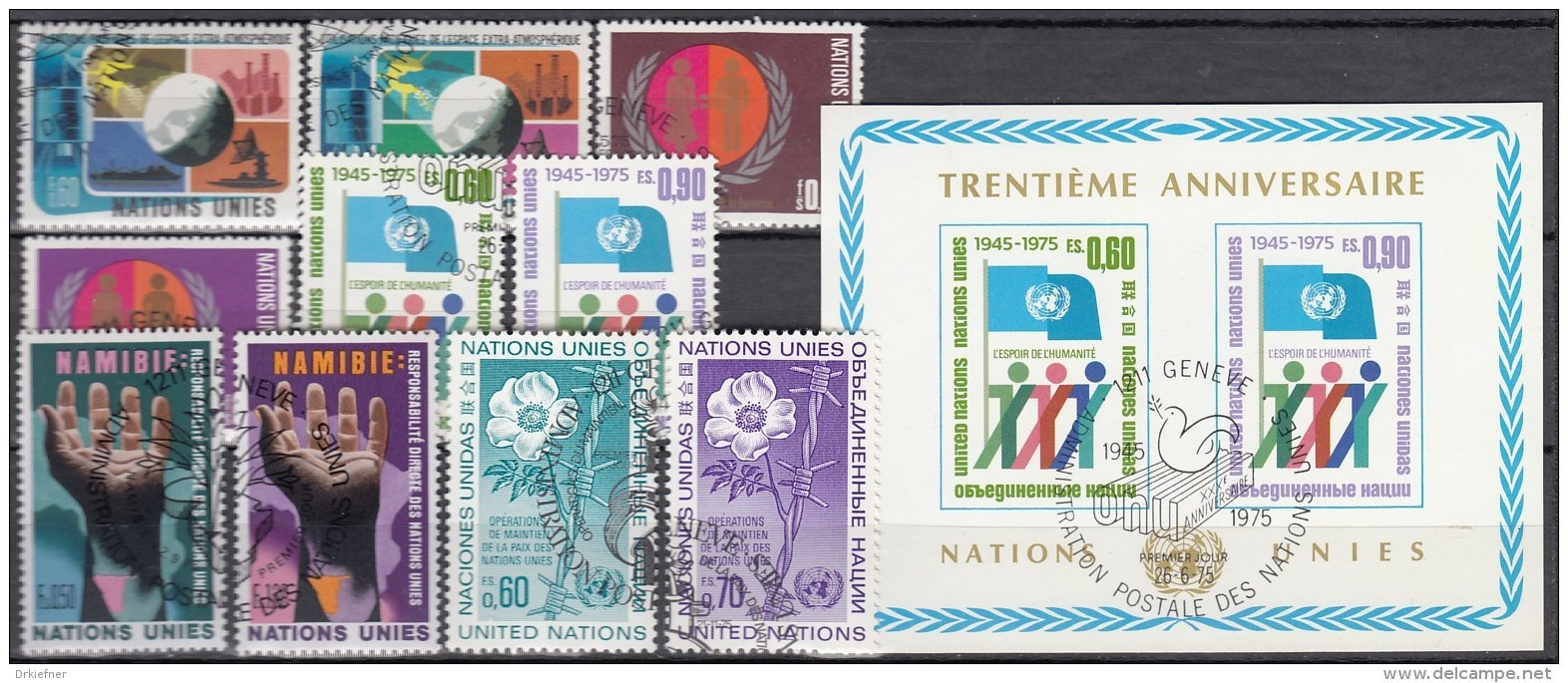 UNO GENF  Jahrgang 1975, Gestempelt, Komplett 46-55 Mit Block 1 - Used Stamps