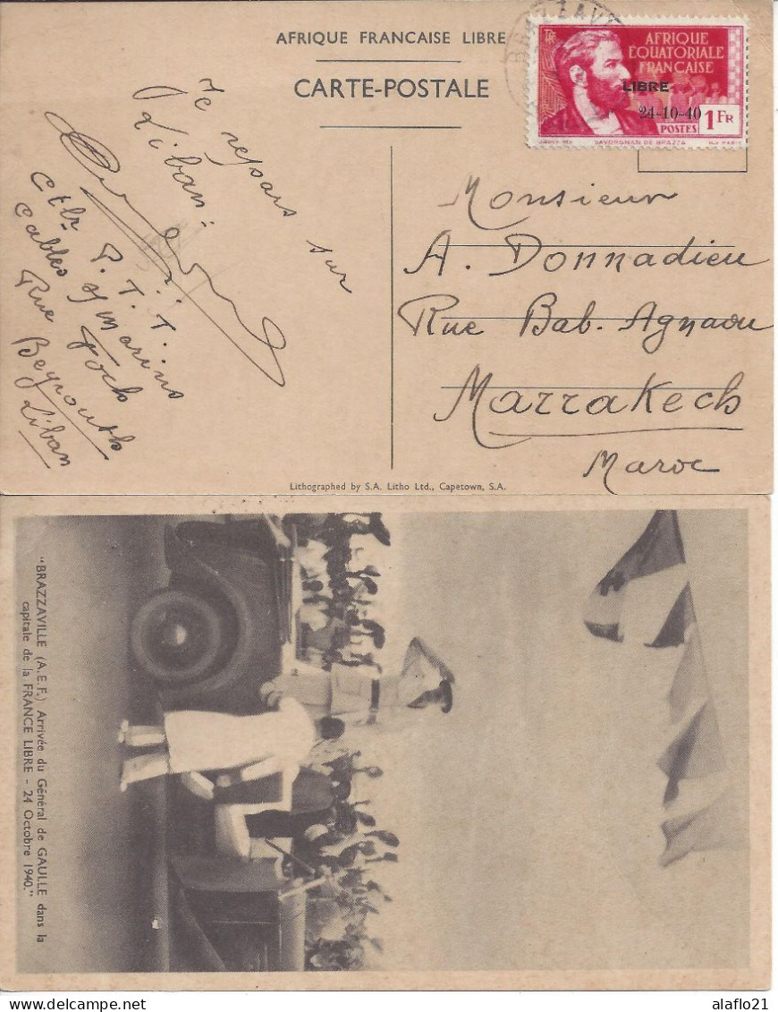 VARIETE  - A.E.F. N° 140Ba - ARRIVEE GENERAL De GAULLE à BRAZZAVILLE - Oblitéré Sur CARTE - Covers & Documents