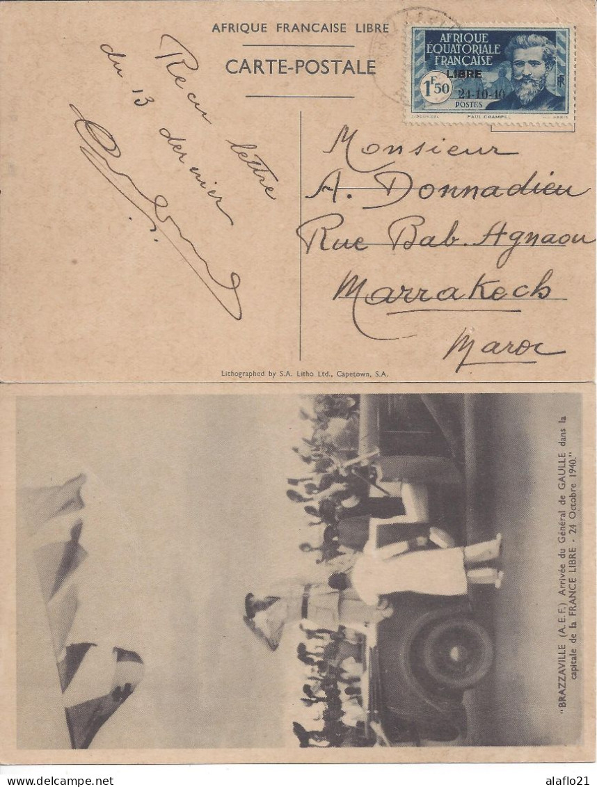 A.E.F. N° 140D - ARRIVEE GENERAL De GAULLE à BRAZZAVILLE - Oblitéré Sur CARTE - Covers & Documents