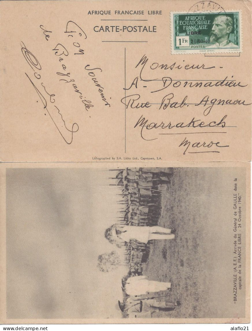 A.E.F. N° 140C - ARRIVEE GENERAL De GAULLE à BRAZZAVILLE - Oblitéré Sur CARTE - Covers & Documents