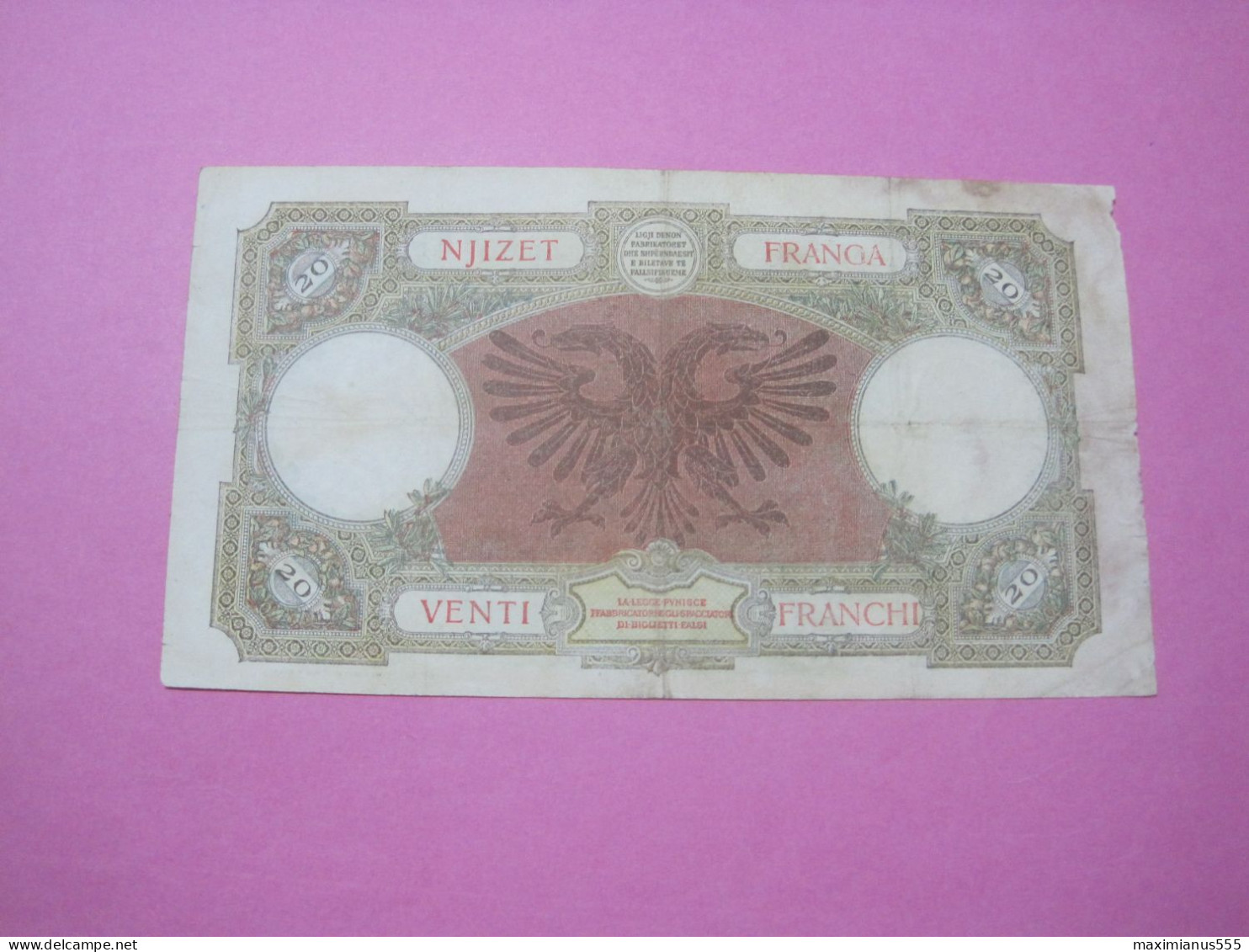 Albania 20 Franga ND 1939 (8) Radar Serial Number 9119 N20 - Albania