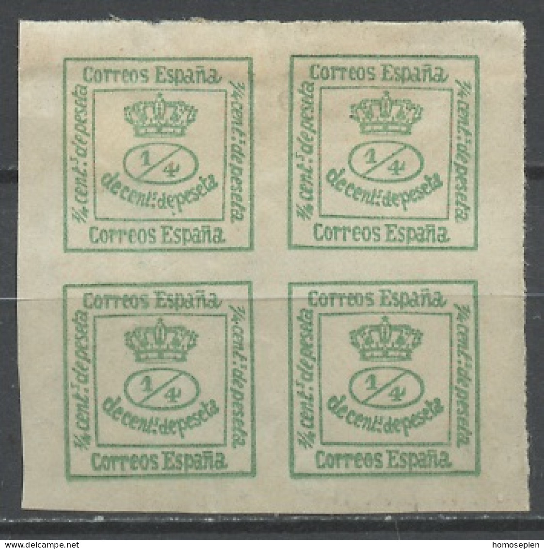 Espagne - Spain - Spanien 1876-1910 Y&T N°172 - Michel N°165 * - 4*1/4c Couronne Royale - Ungebraucht