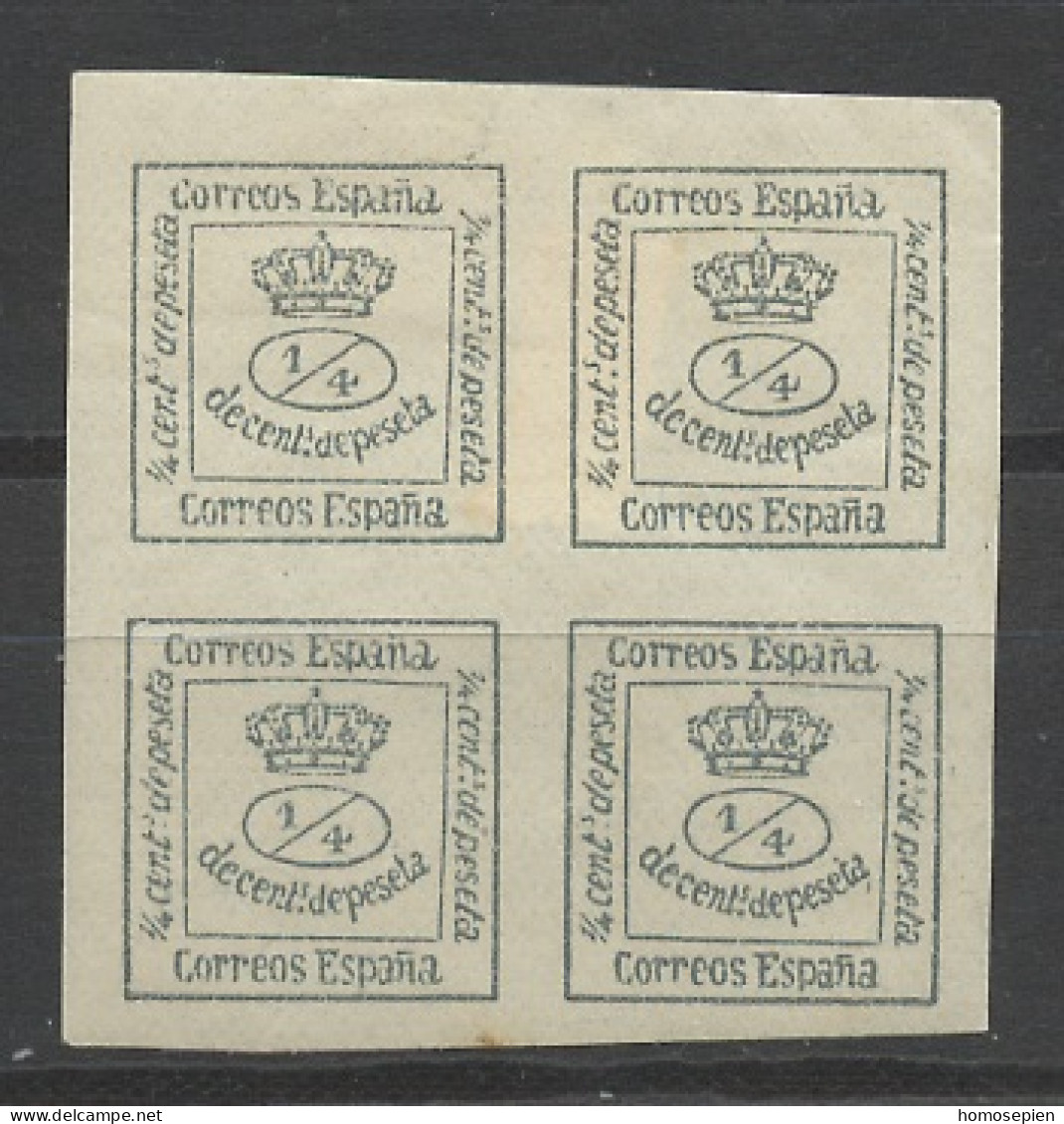 Espagne - Spain - Spanien 1876-1910 Y&T N°172b - Michel N°165 * - 4*1/4c Couronne Royale - Neufs