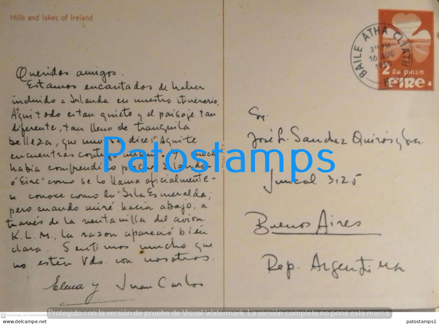 204102 IRELAND HILLS AND LAKES YEAR 1950 CIRCULATED TO ARGENTINA POSTAL SATIONERY POSTCARD - Entiers Postaux