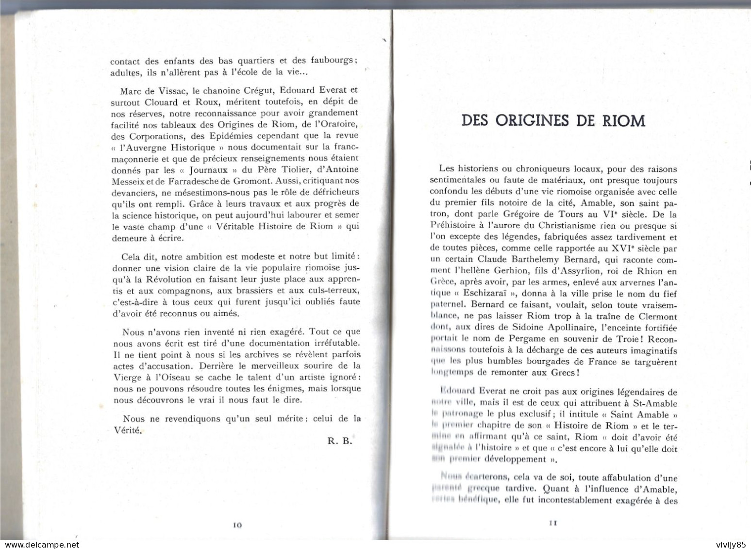 63 - Livre De 139 Pages " RIOM D'autrefois " De René Bouscayrol - 1960 - Rhône-Alpes