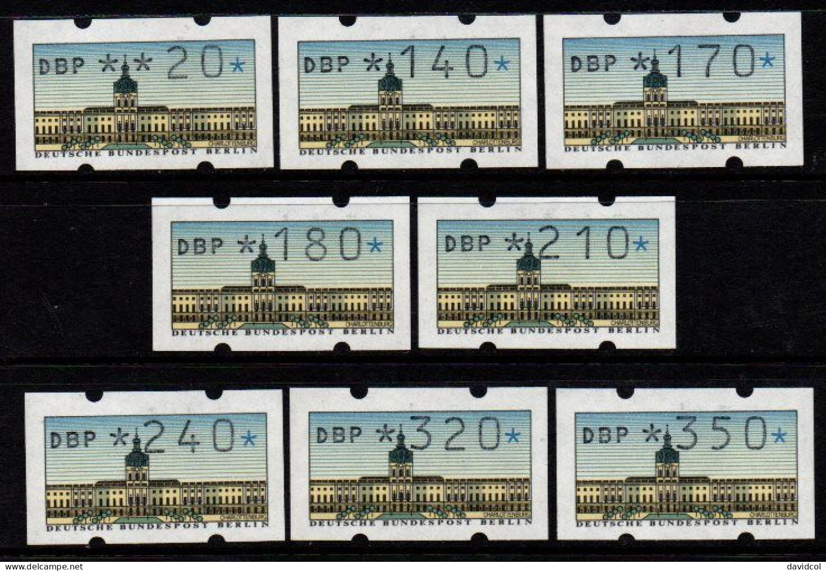 2618 - GERMANY - BERLIN ATM, MNH LOT X 8 - 20 UP TO 350. - Macchine Per Obliterare (EMA)