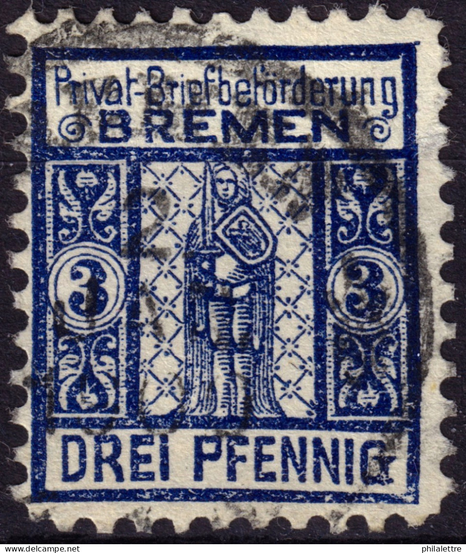 ALLEMAGNE / GERMANY - DR Privatpost BREMEN (Privat-Briefbeförderung) 3p Blue - VF Used - Private & Local Mails
