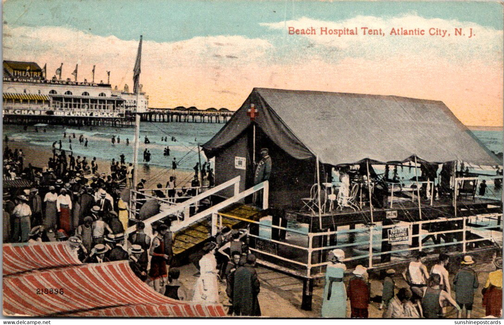 New Jersey Atlantic City Beach Hospital Tent 1919 - Atlantic City