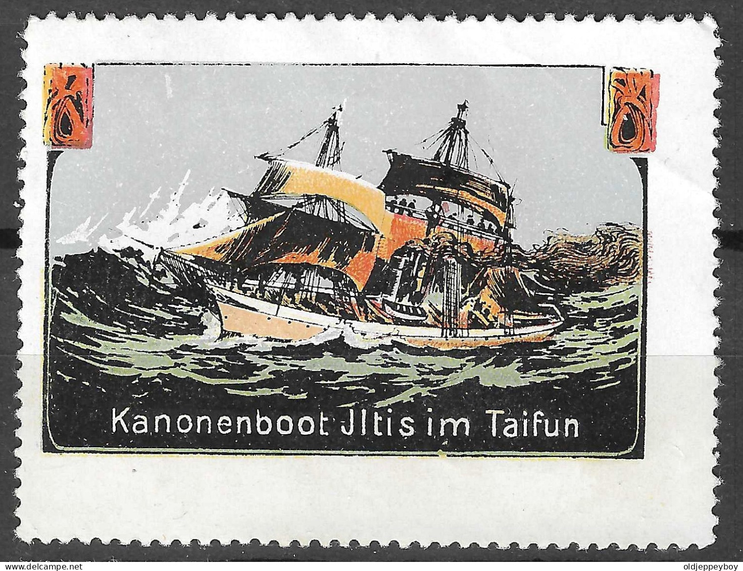 Germany DEUTSCHE Reklamemarke -Vignette D KANONENBOOT JLTIS IM TAIFUN - Cinderellas