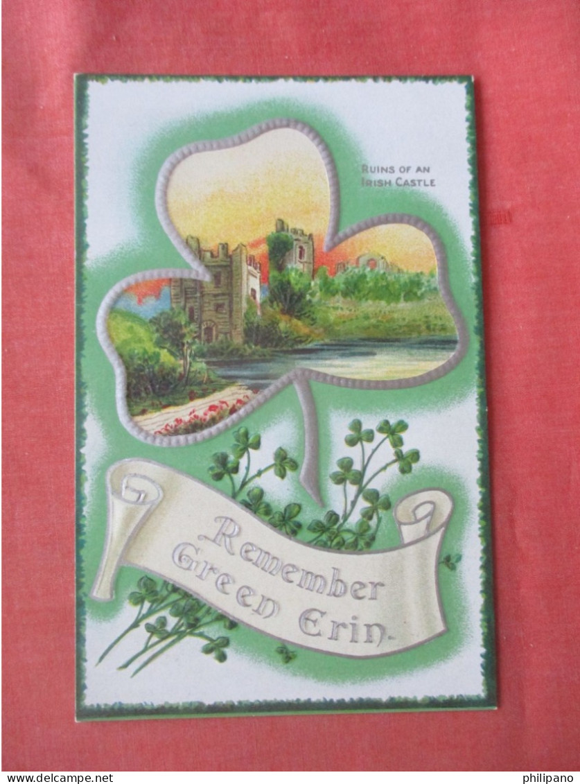 Embossed  Saint-Patrick's Day Ruins Of Irish  Castle.     ref 6020 - Saint-Patrick's Day