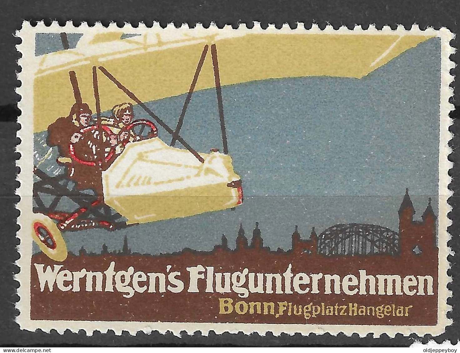 Reklamemarke Vignette Werntgen's Flugunternehmen, Bonn, Flieger Ìber Bonn NEUF** MNH** GOMME ORIGINALE VERY FINE SIGNED - Cinderellas