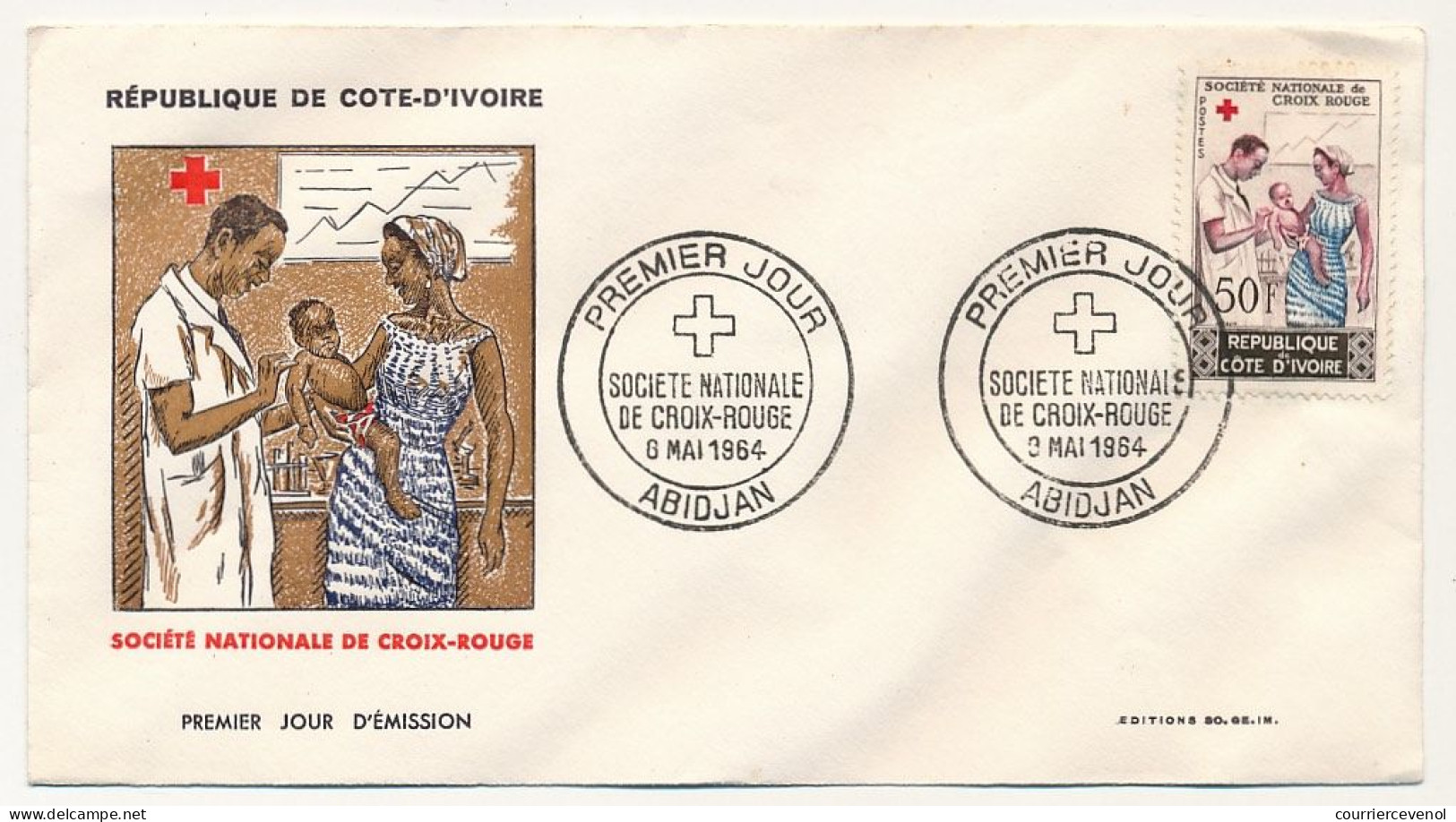 Côte D'Ivoire => Enveloppe FDC - Société Nationale De La Croix-Rouge - ABIDJAN - 3 Mai 1964 - Ivory Coast (1960-...)