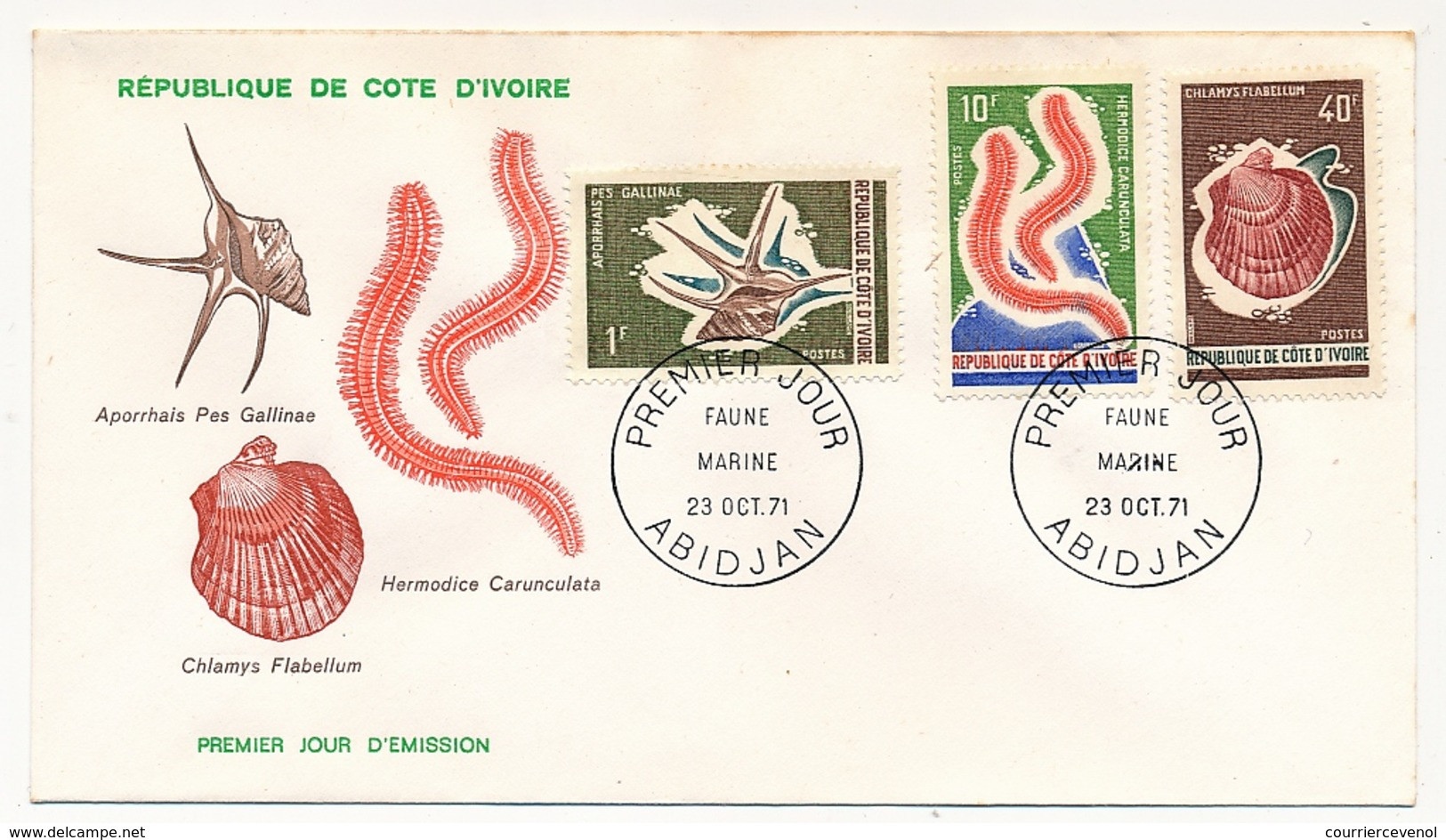 Côte D'Ivoire => Enveloppe FDC - Faune Marine - ABIDJAN - 23 Octobre 1971 - Ivoorkust (1960-...)