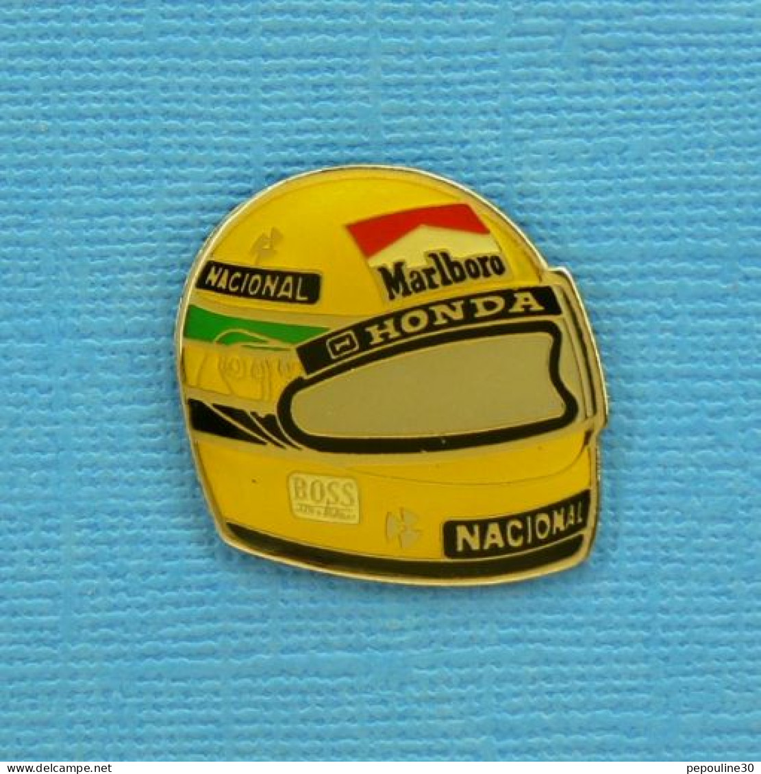 1 PIN'S //  ** CASQUE " AYRTON SENNA "  '91 / McLAREN HONDA ** - F1