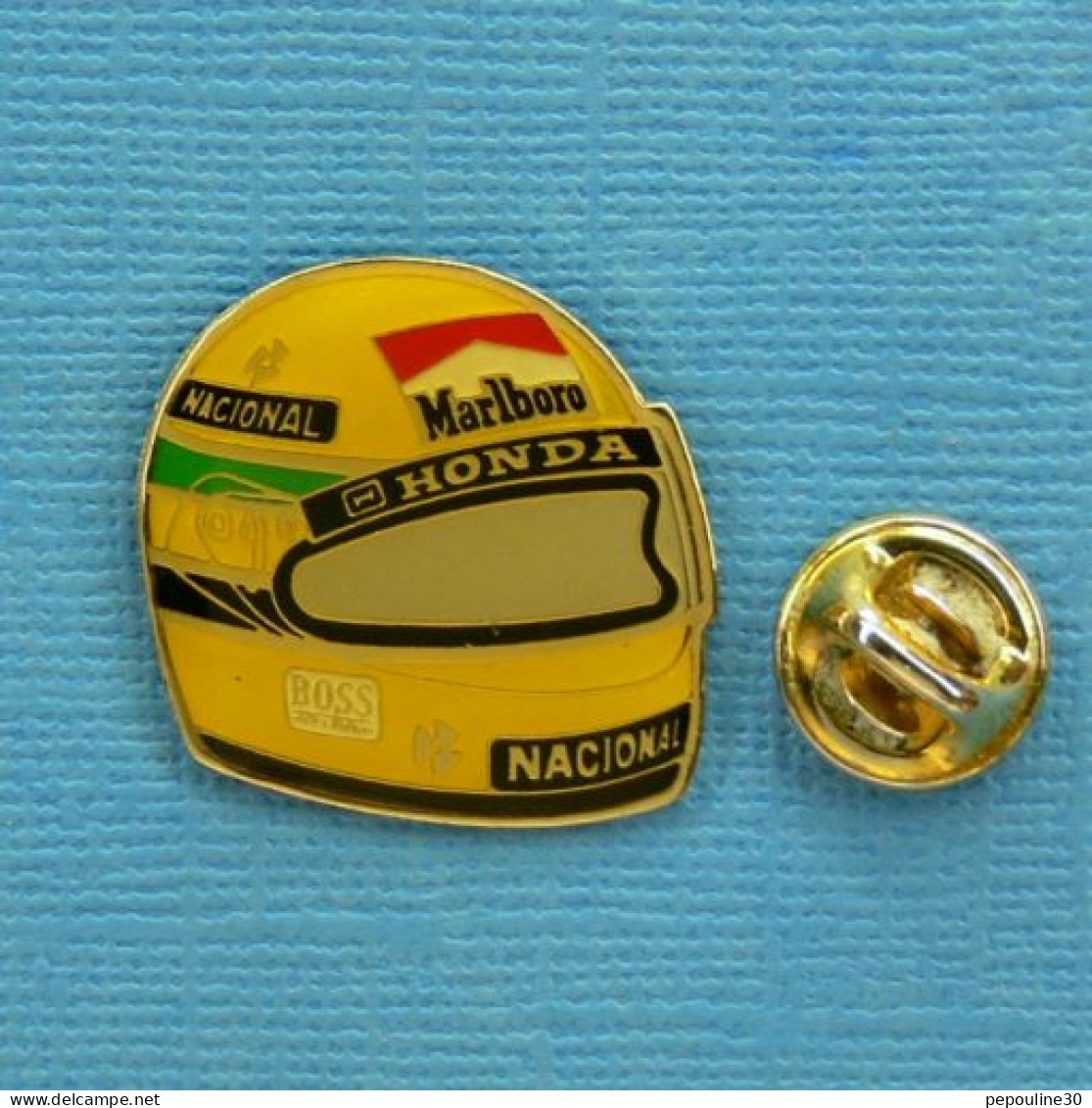 1 PIN'S //  ** CASQUE " AYRTON SENNA "  '91 / McLAREN HONDA ** - F1