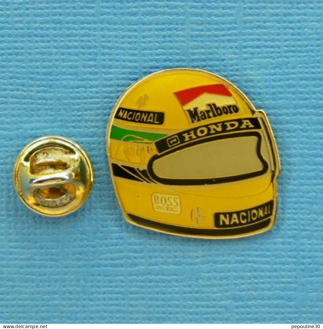 1 PIN'S //  ** CASQUE " AYRTON SENNA "  '91 / McLAREN HONDA ** - F1