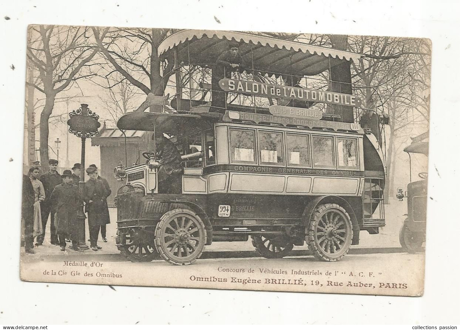 Cp, Automobile , Salon De L'automobile , Concours De Véhicules Industriels De L'A.C.F. OMNIBUS EUGENE BRILLIE - Bus & Autocars