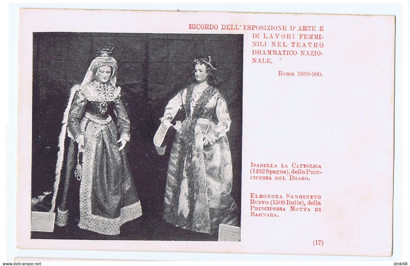 ROMA - RICORDO ESPOSIZIONE DI LAVORI FEMMINILI 1899/900 - ELEONORA DANGINETTO DELLA PRINCIPESSA MOTTA DI BAGNARA (15504) - Mostre, Esposizioni